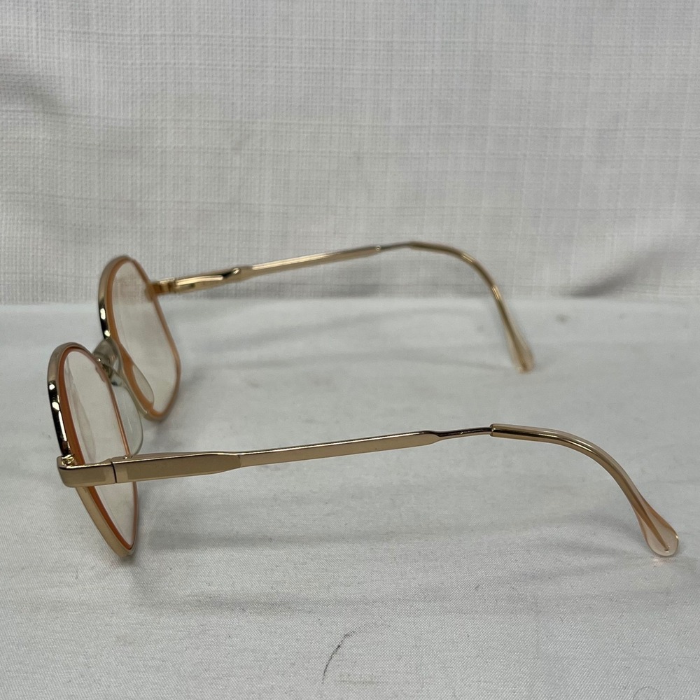 Luxottica Annette Eyeglasses Gold Electric Pink Square Frame Italy 53-17-130 - Picture 3 of 11